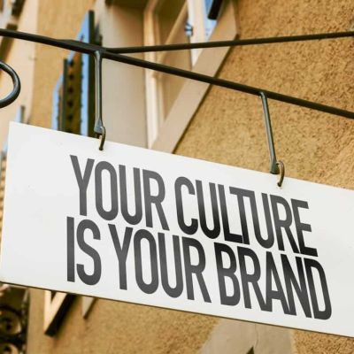 Your Culture Is Your Brand sign in a conceptual image (Demo)