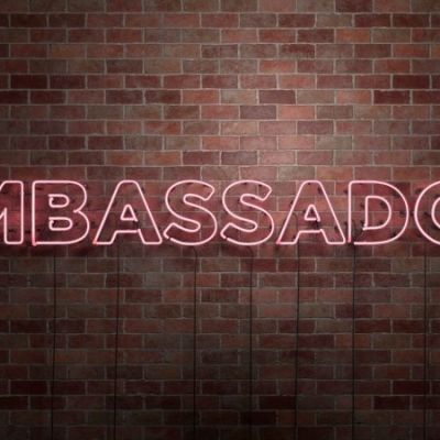 AMBASSADOR - fluorescent Neon tube Sign on brickwork (Demo)